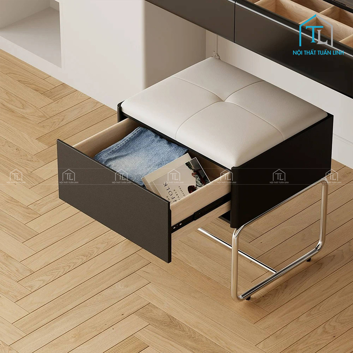Thiết kế ghế ngồi tích hợp ngăn kéo lưu trữ