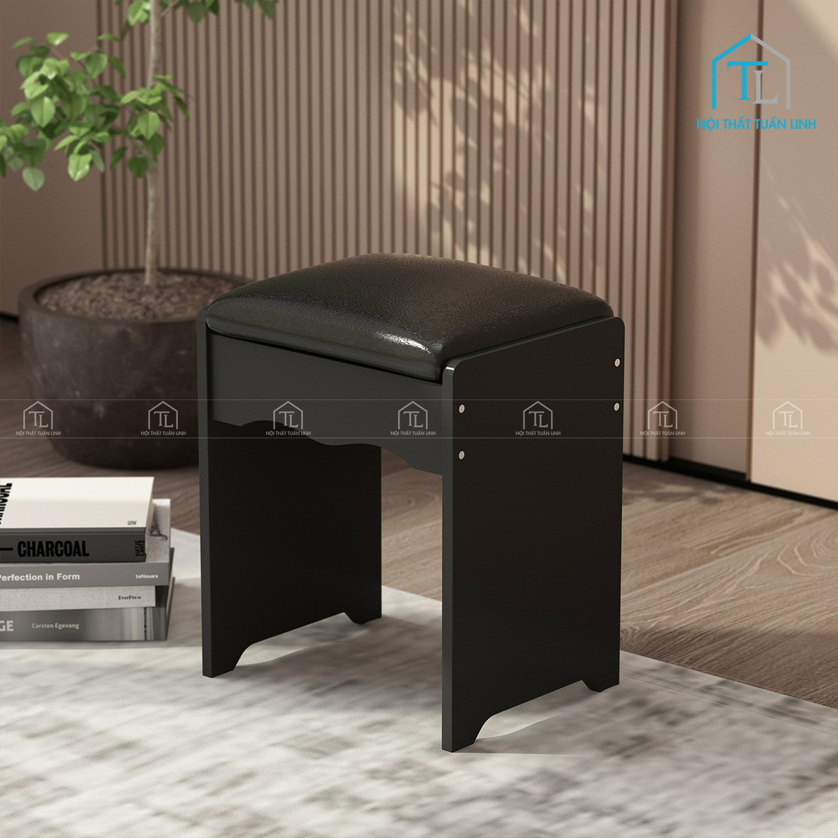 Ghế đôn bọc nệm đi kèm bàn trang điểm