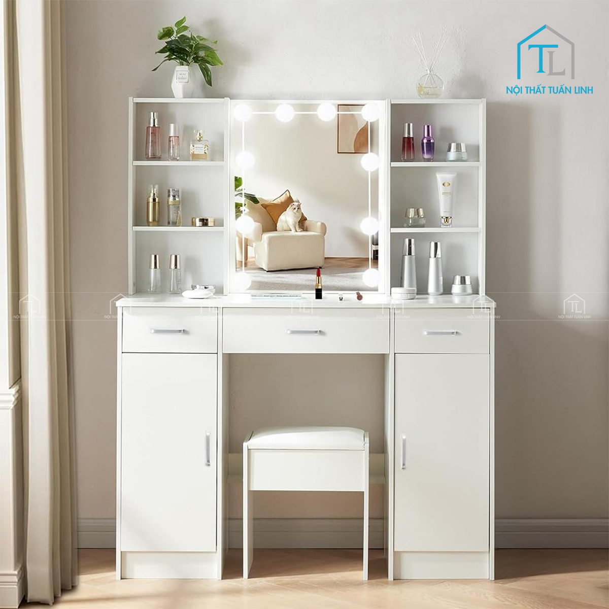 Bàn trang điểm MDF hiện đại