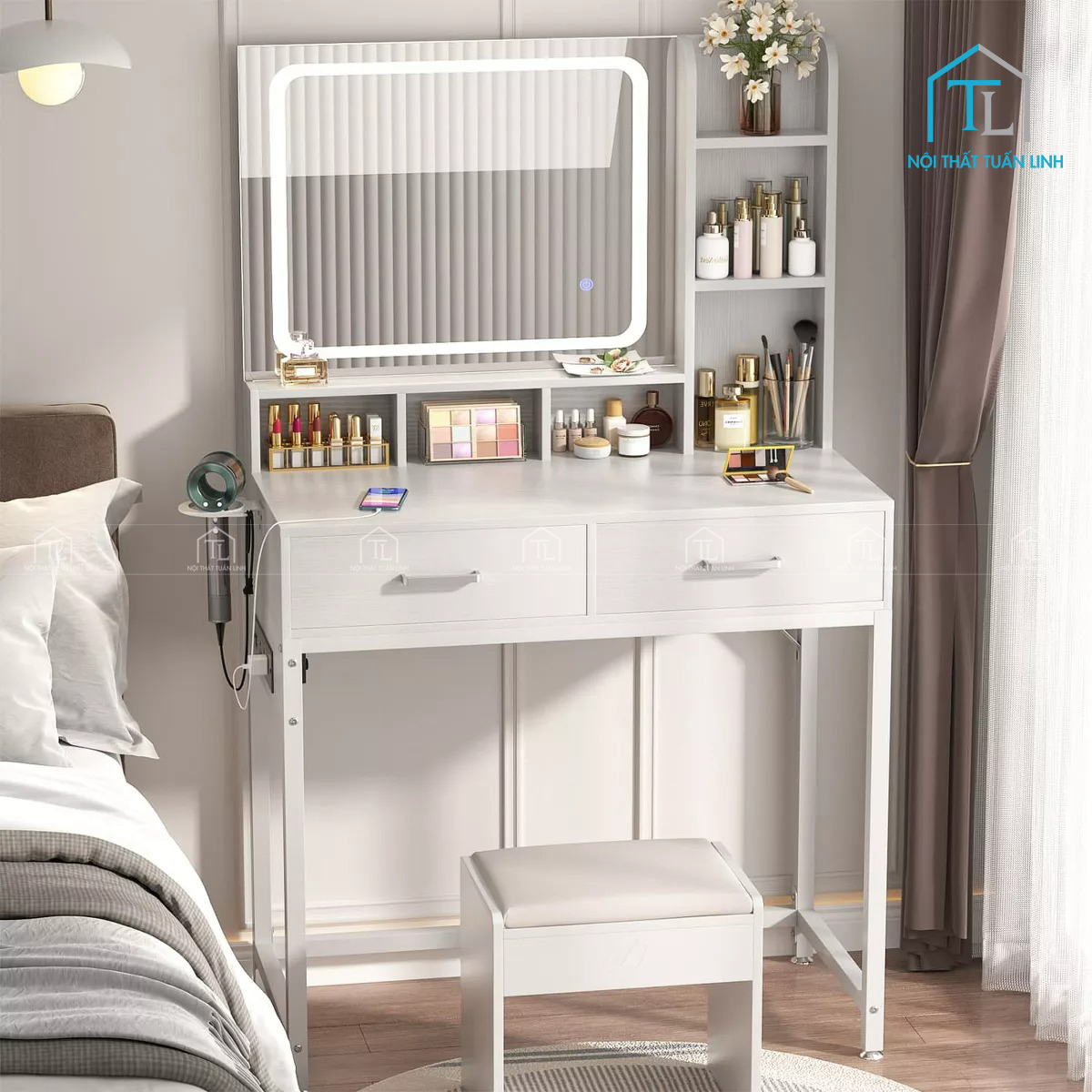 Hệ thống ngăn kéo lưu trữ mỹ phẩm gọn gàng