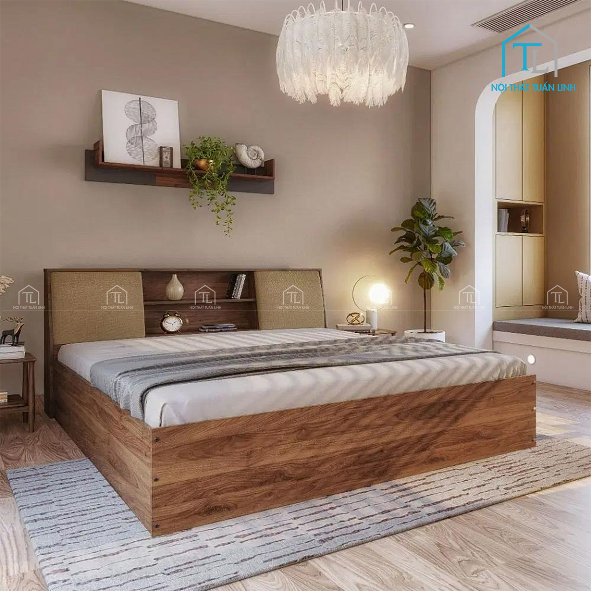 Mẫu giường ngủ bọc nệm hiện đại
