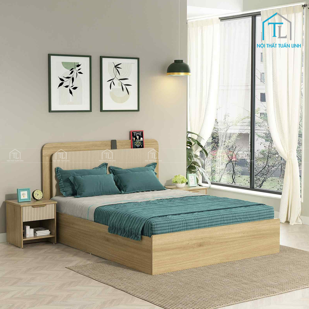 Không gian phòng ngủ hoàn thiện với giường ngủ
