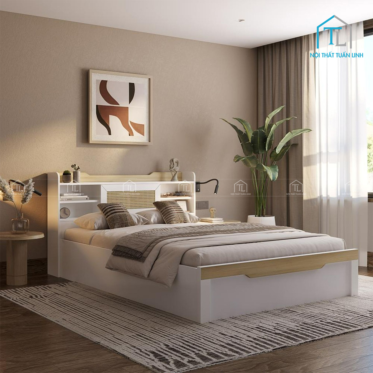 Thiết kế giường ngủ gỗ công nghiệp hiện đại