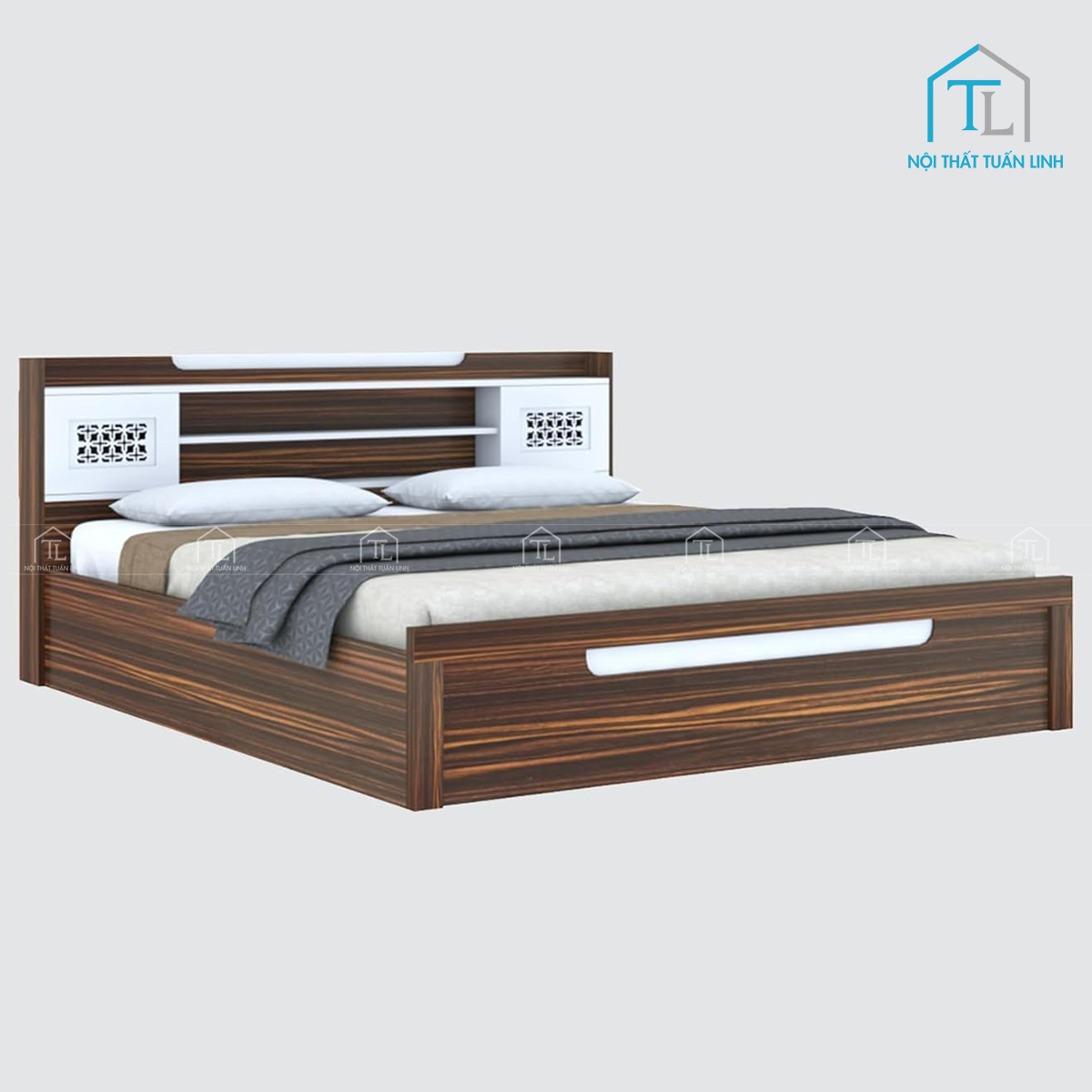 Tổng thể giường gỗ công nghiệp thiết kế chắc chắn