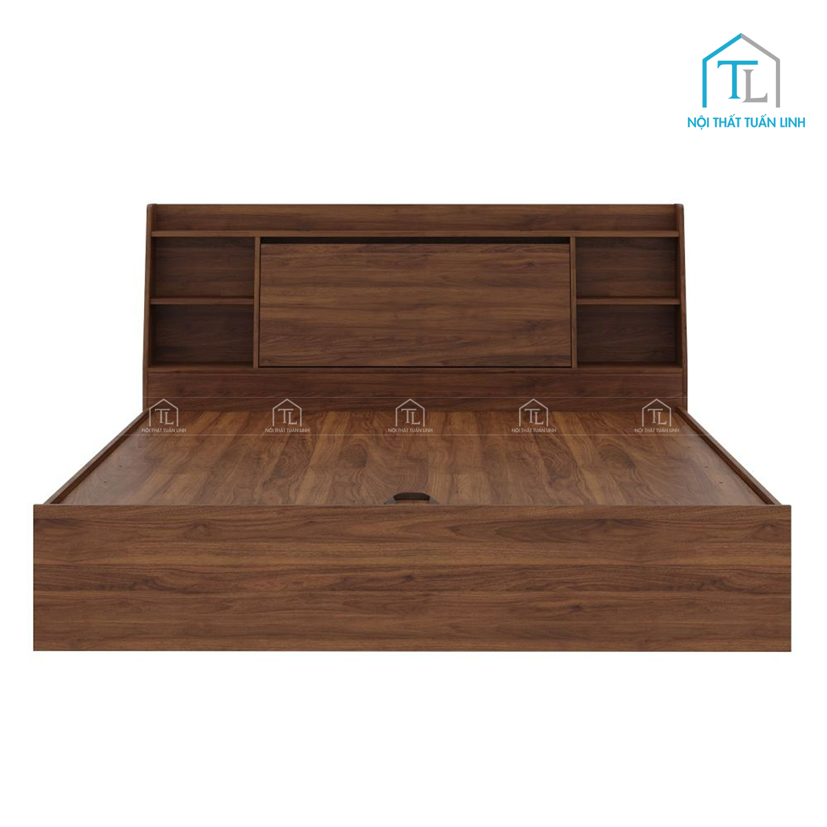Mẫu giường ngủ gỗ công nghiệp với hộc chứa dưới giường và hộc đầu giường