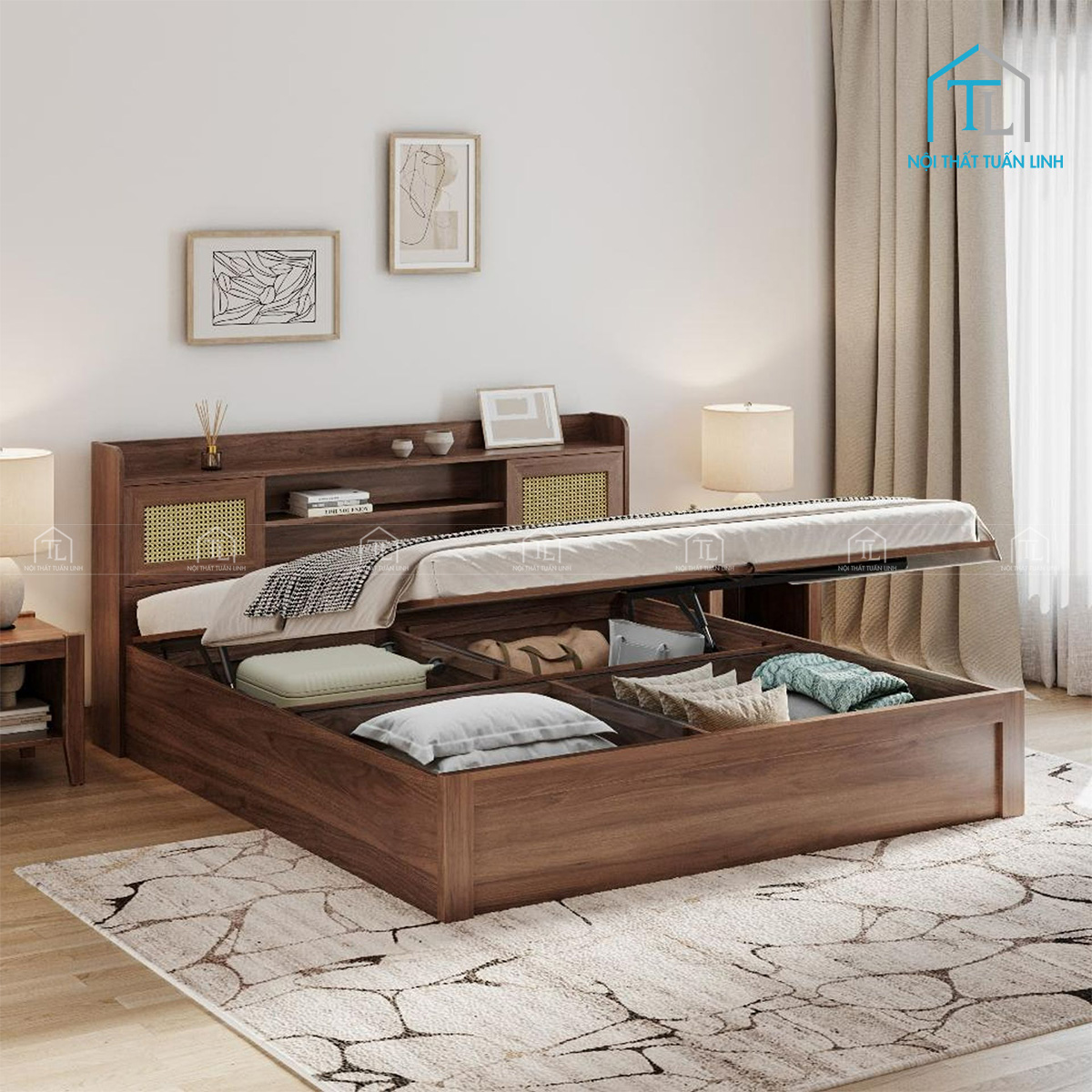 Tổng thể giường ngủ tích hợp ngăn chứa