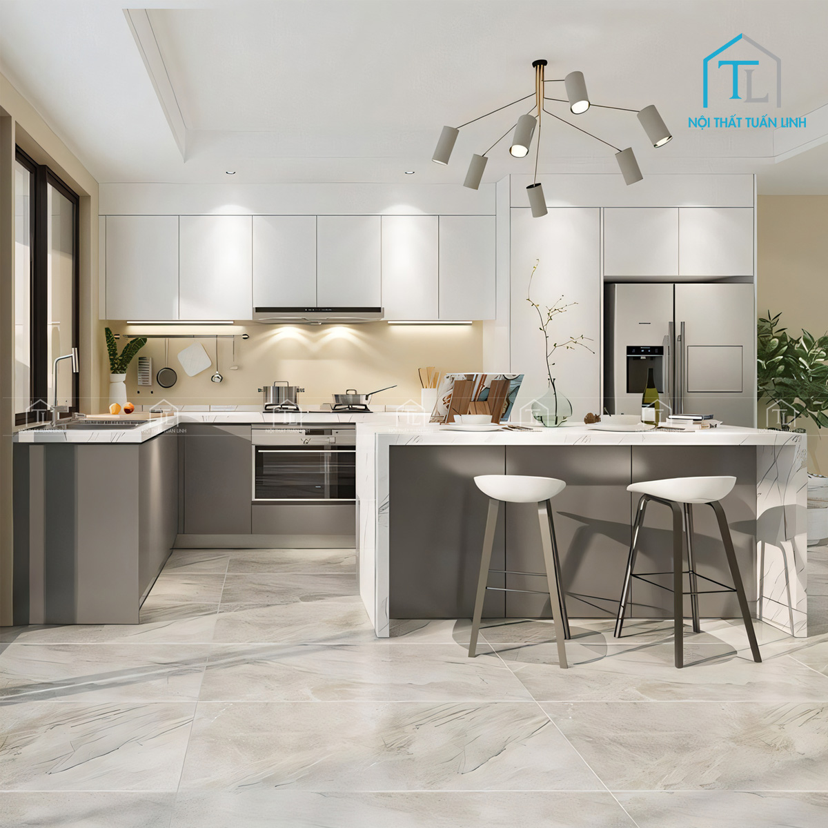 Tủ bếp acrylic hiện đại
