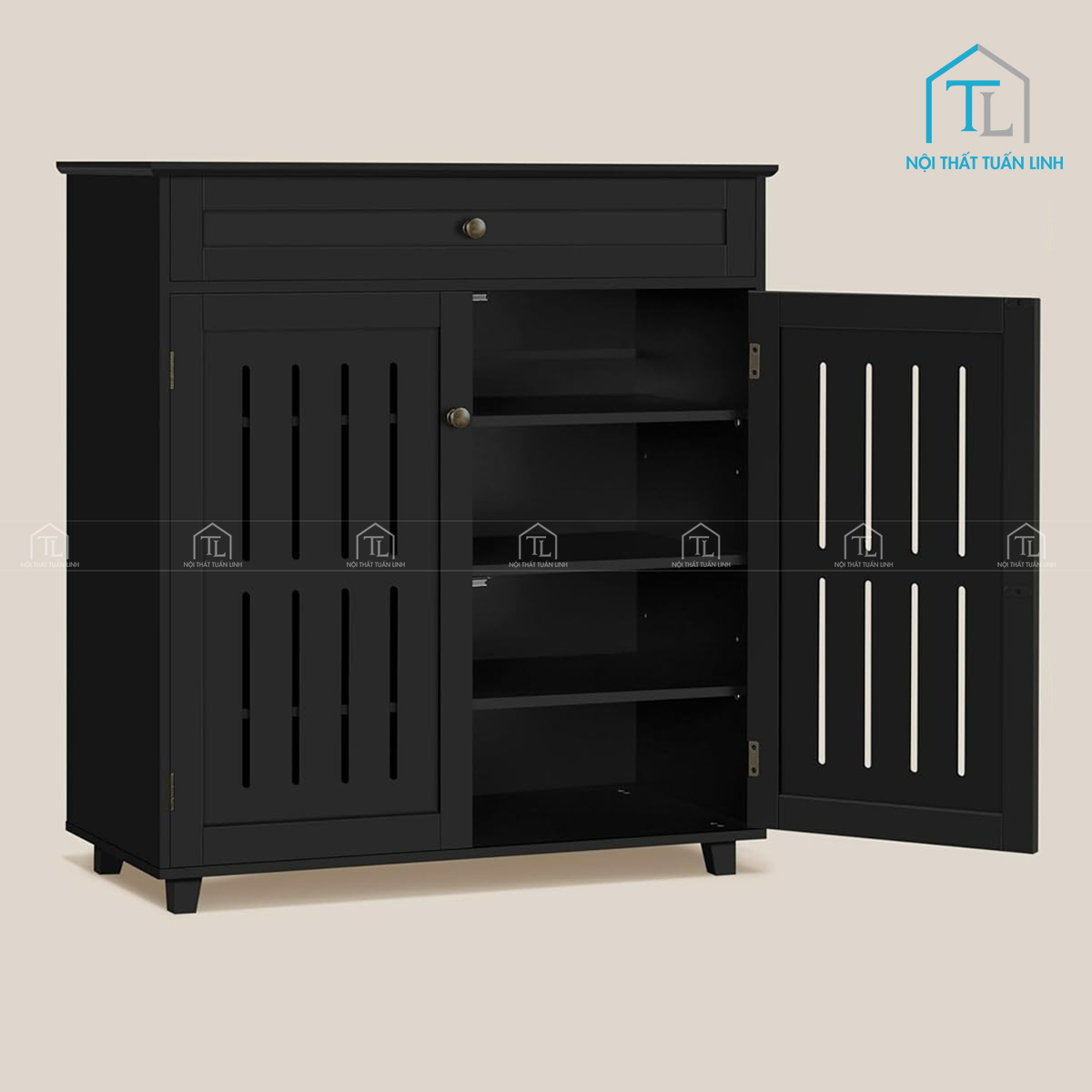 Tủ giày dép 4 tầng cánh chớp màu đen