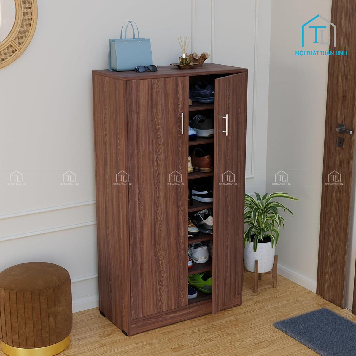 Màu vân gỗ óc chó sang trọng, dễ phối nội thất