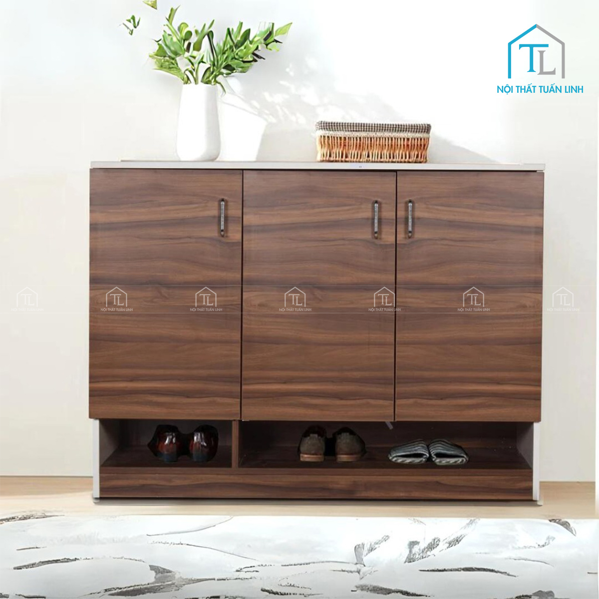 Tủ giày dép màu óc chó