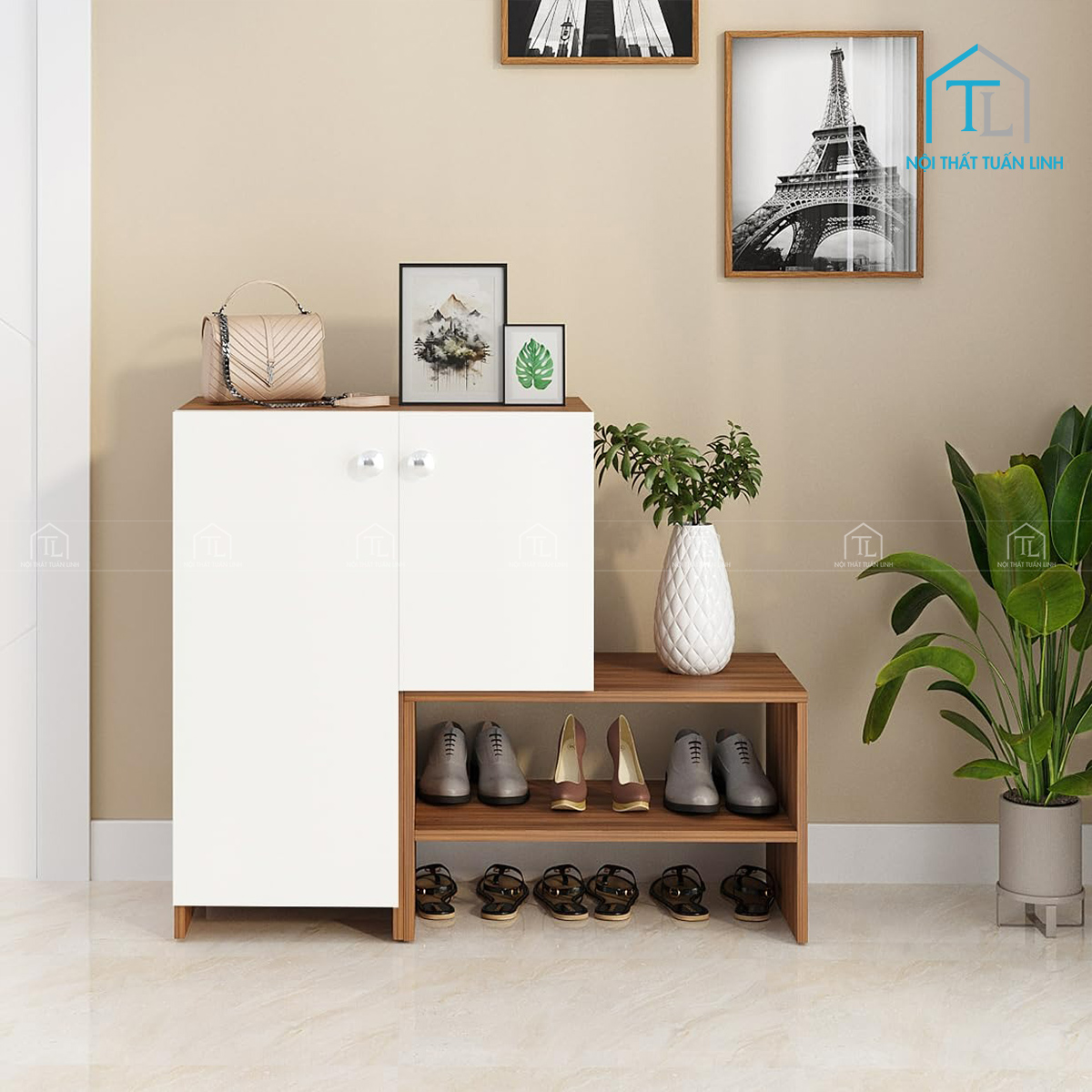 Thiết kế cánh tủ kín giúp bảo vệ giày dép khỏi bụi bẩn