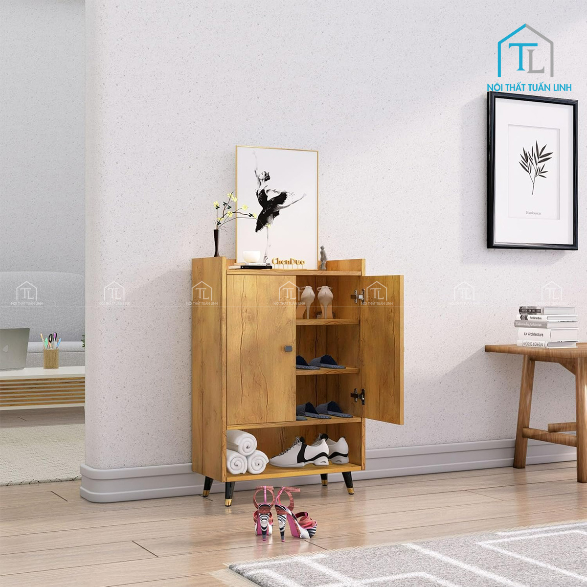Tủ giày dép gỗ công nghiệp thiết kế hiện đại