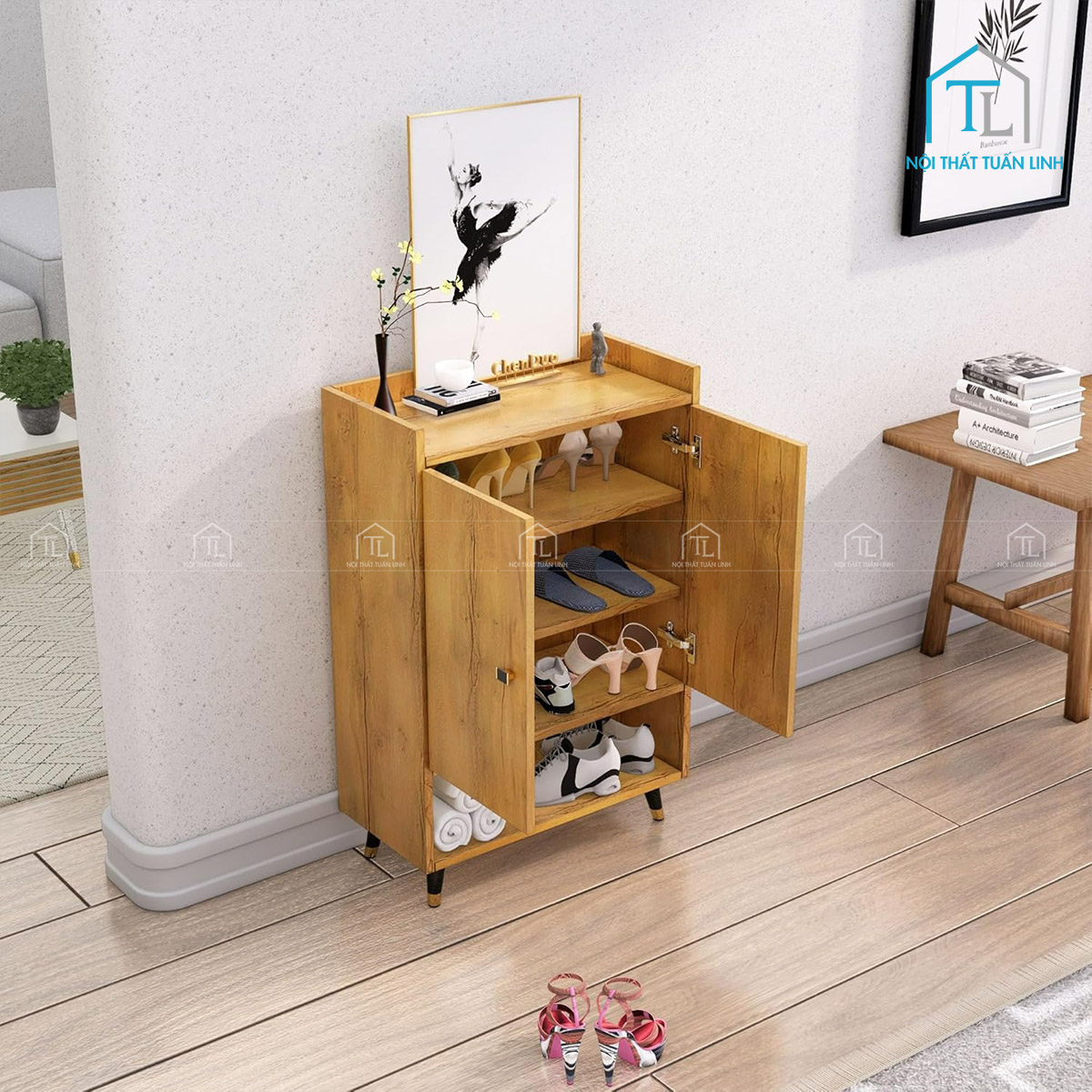 Tủ phù hợp đặt tại phòng khách hoặc lối vào