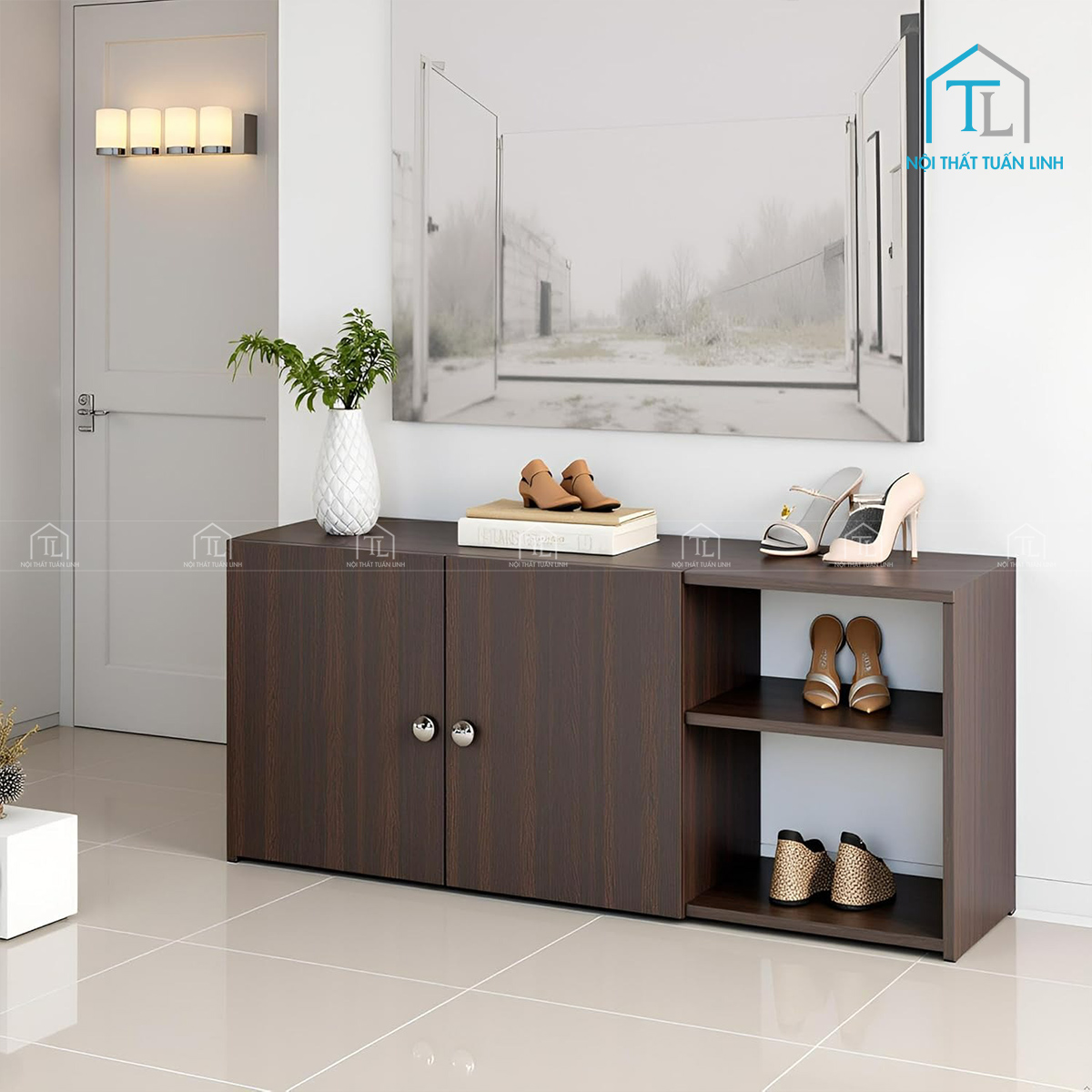 Kệ mở tiện lợi cho giày thường xuyên sử dụng