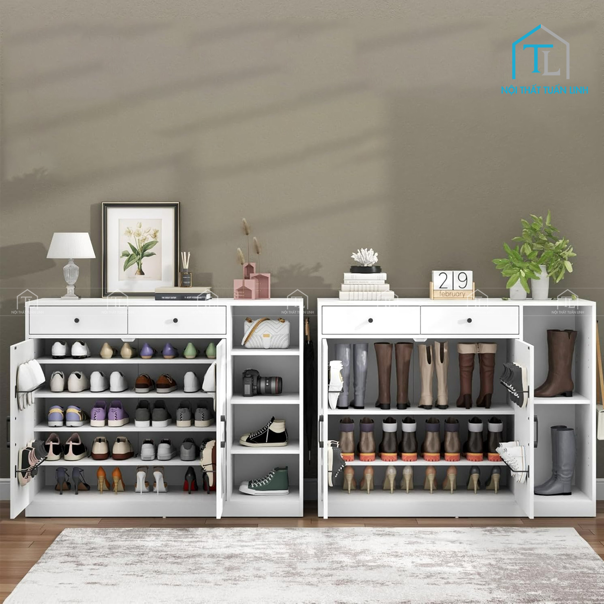 Gam màu trắng hiện đại mang lại cảm giác sạch sẽ, sáng thoáng