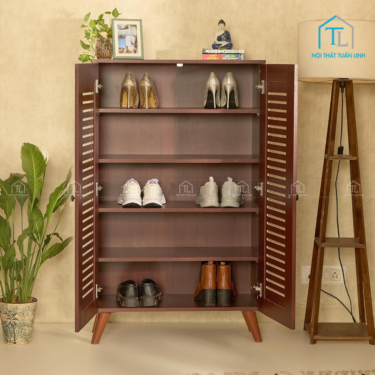 Hệ 5 tầng kệ lưu trữ giày dép bên trong tủ
