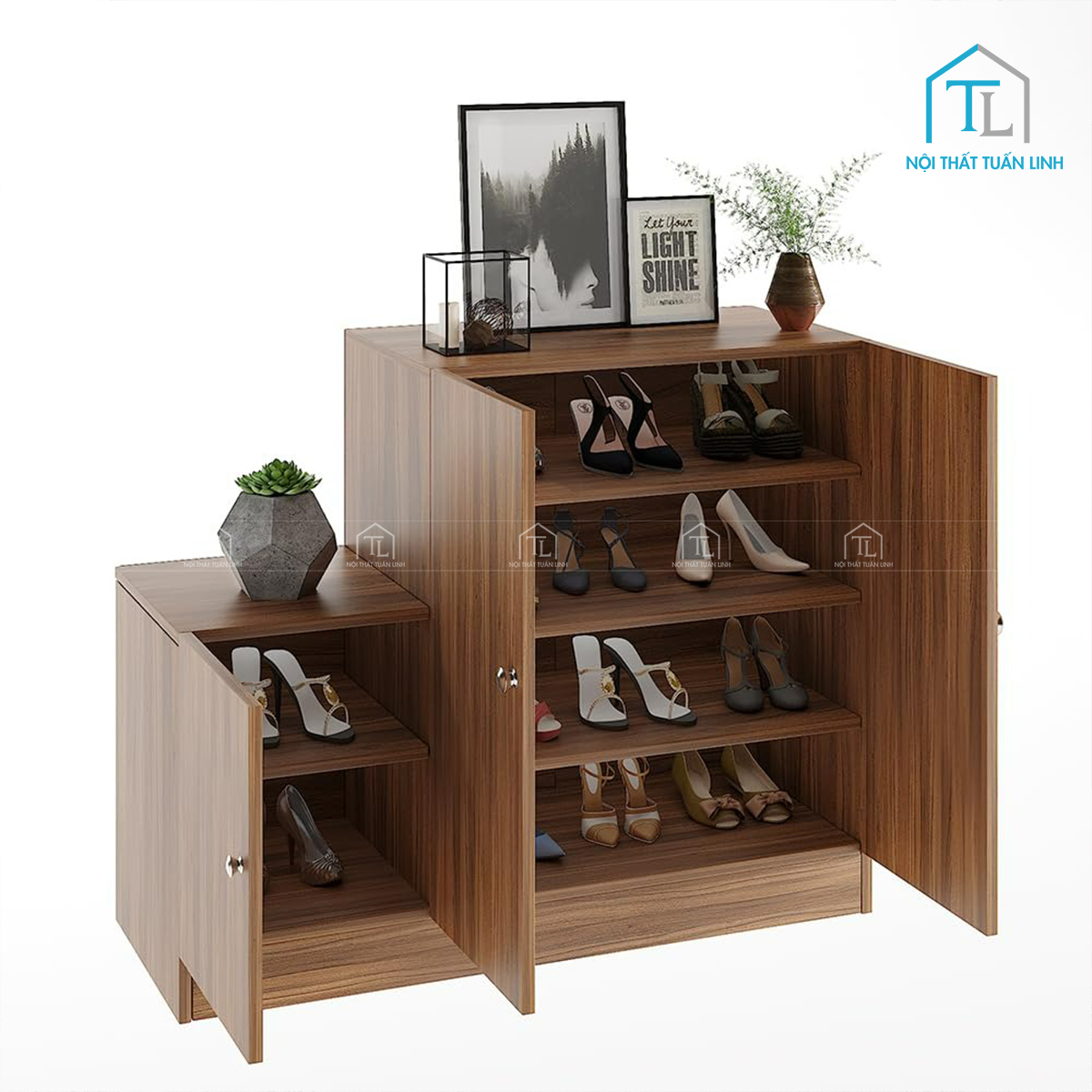 Kết cấu 6 tầng rộng rãi giúp sắp xếp giày dép khoa học và ngăn nắp