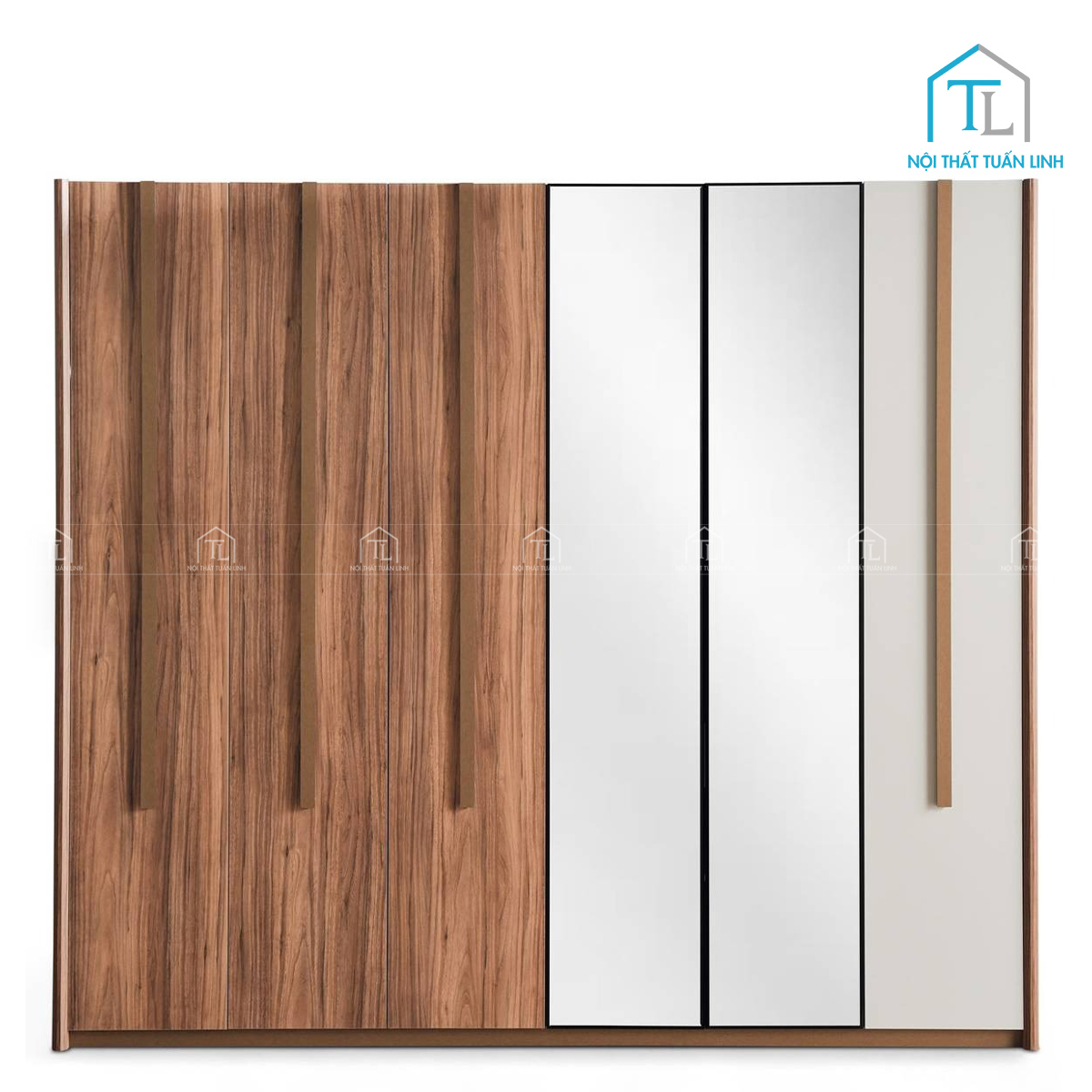 Phối màu be và vân gỗ walnut