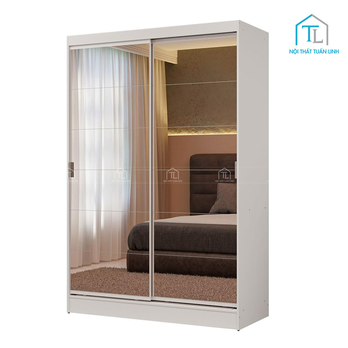 Cánh gương soi tích hợp trên cửa lùa