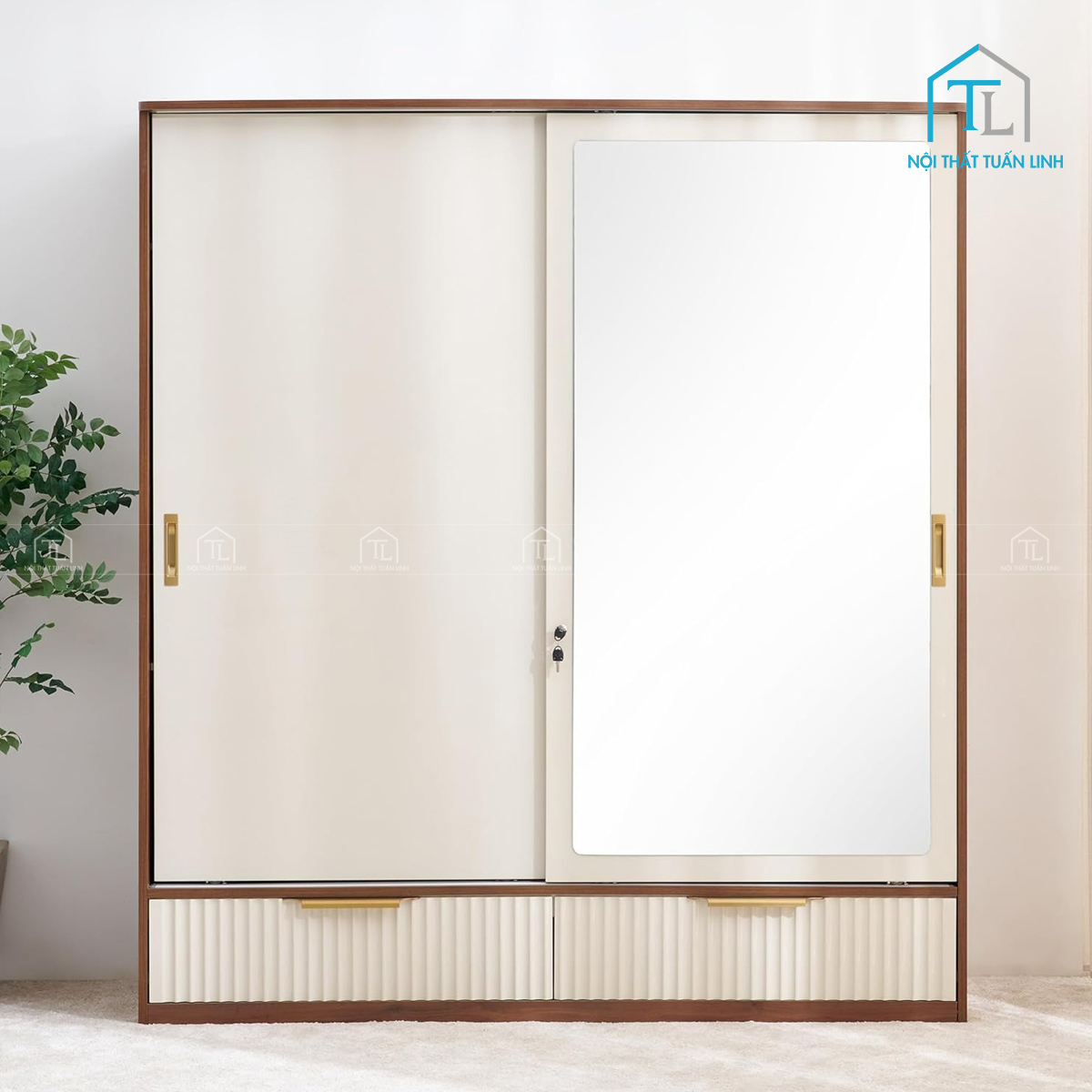 Cánh cửa lùa tích hợp gương soi tiện lợi