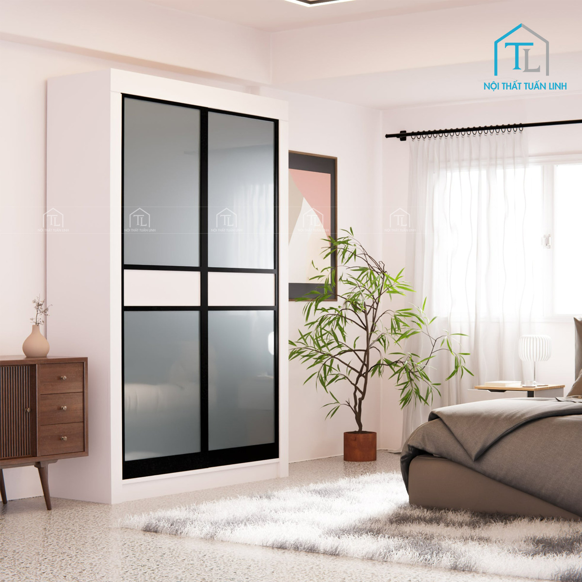 Tủ quần áo cửa lùa thiết kế hiện đại, tiết kiệm diện tích