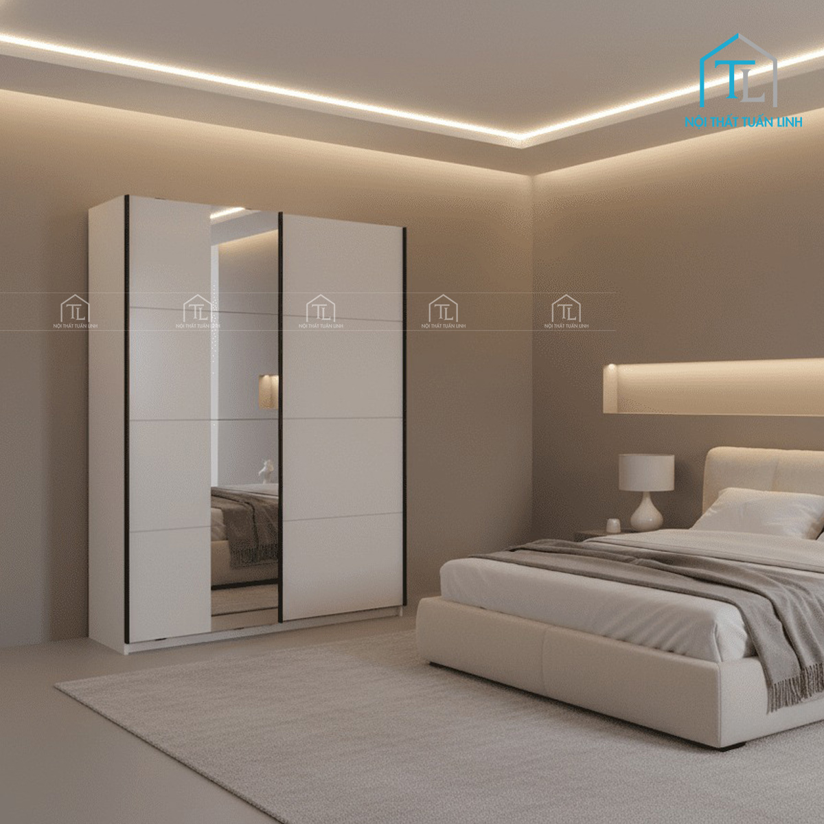 Tủ quần áo cửa lùa gương thiết kế hiện đại