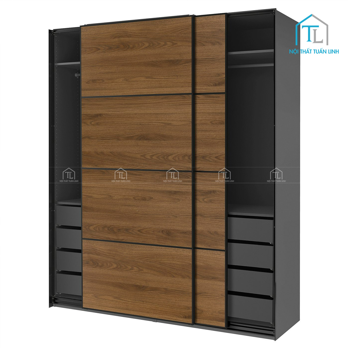 Ray trượt cửa lùa tích hợp giảm chấn