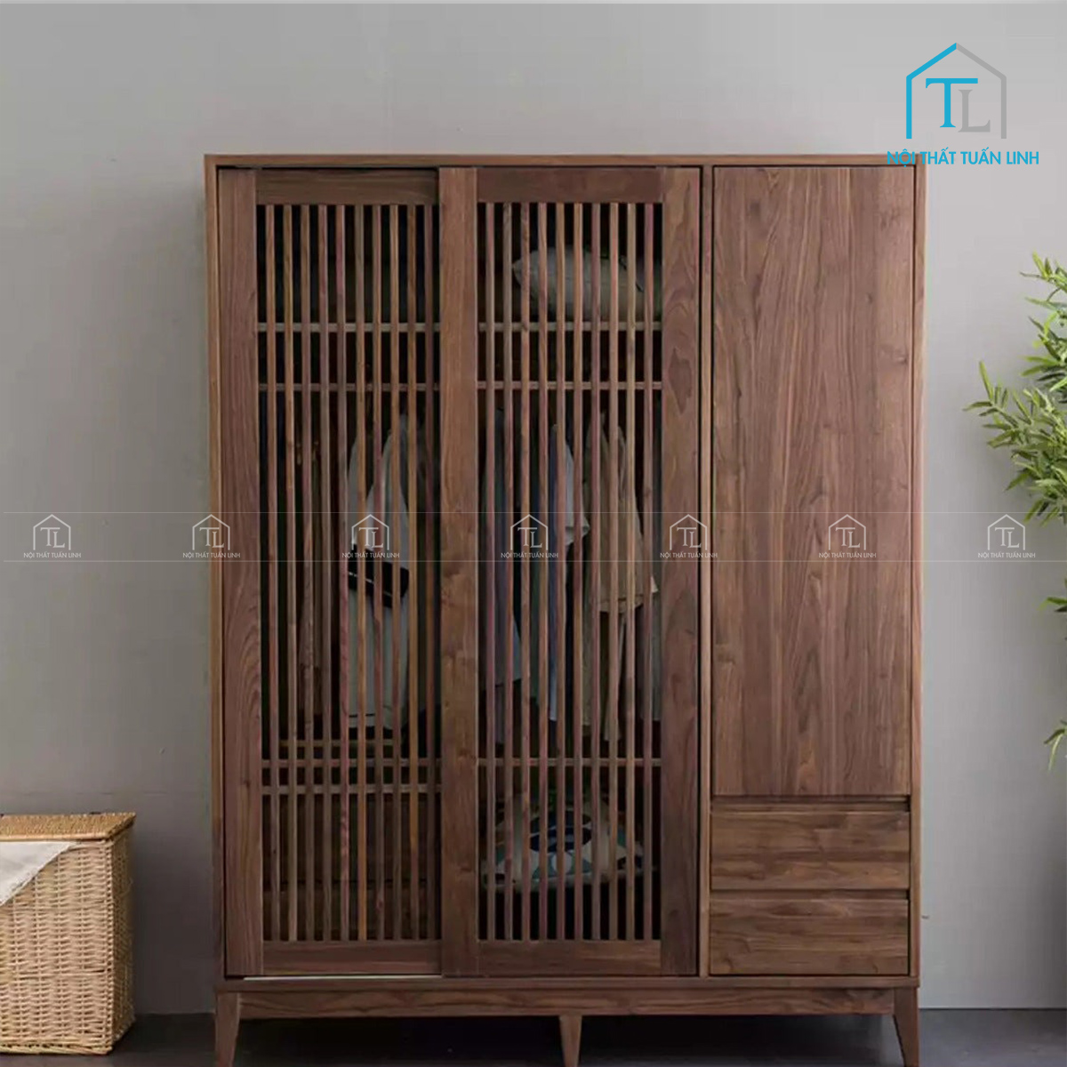 Cánh cửa trượt gỗ óc chó tự nhiên