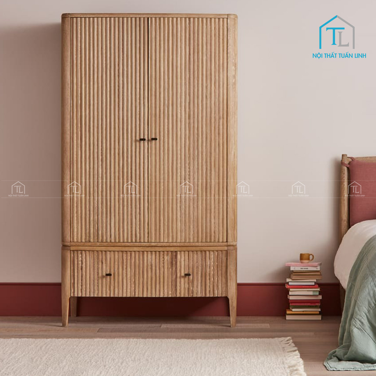 Mẫu tủ quần áo gỗ sồi phong cách cổ điển