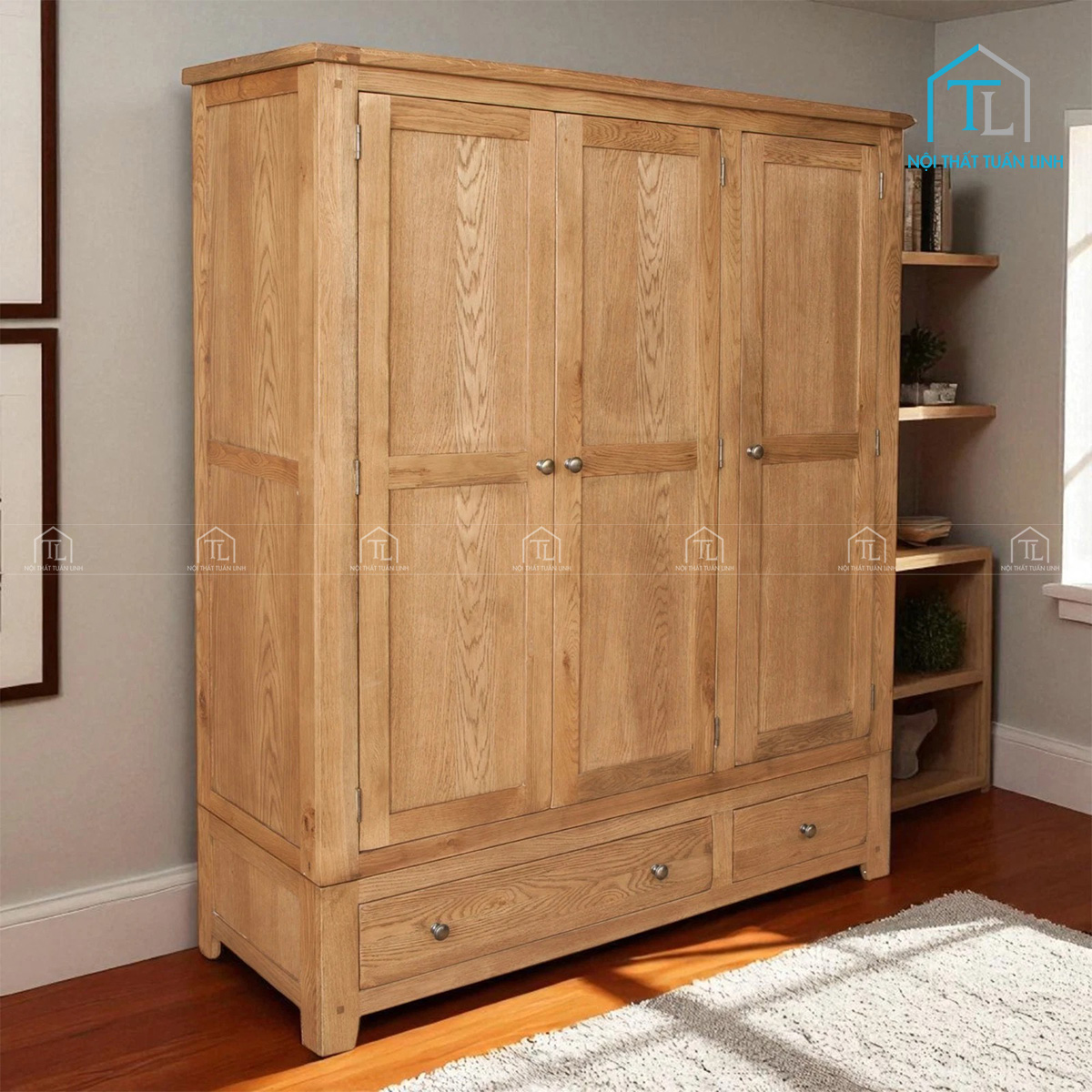 Cánh tủ gỗ sồi tự nhiên hoàn thiện