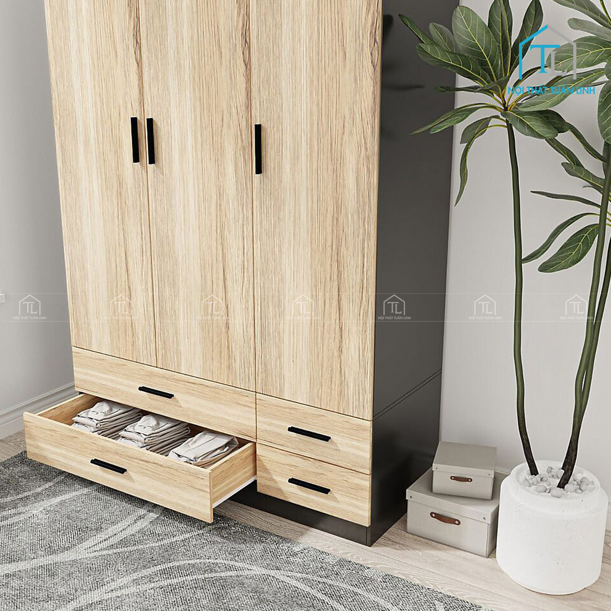4 ngăn kéo lớn giúp sắp xếp đồ gọn gàng