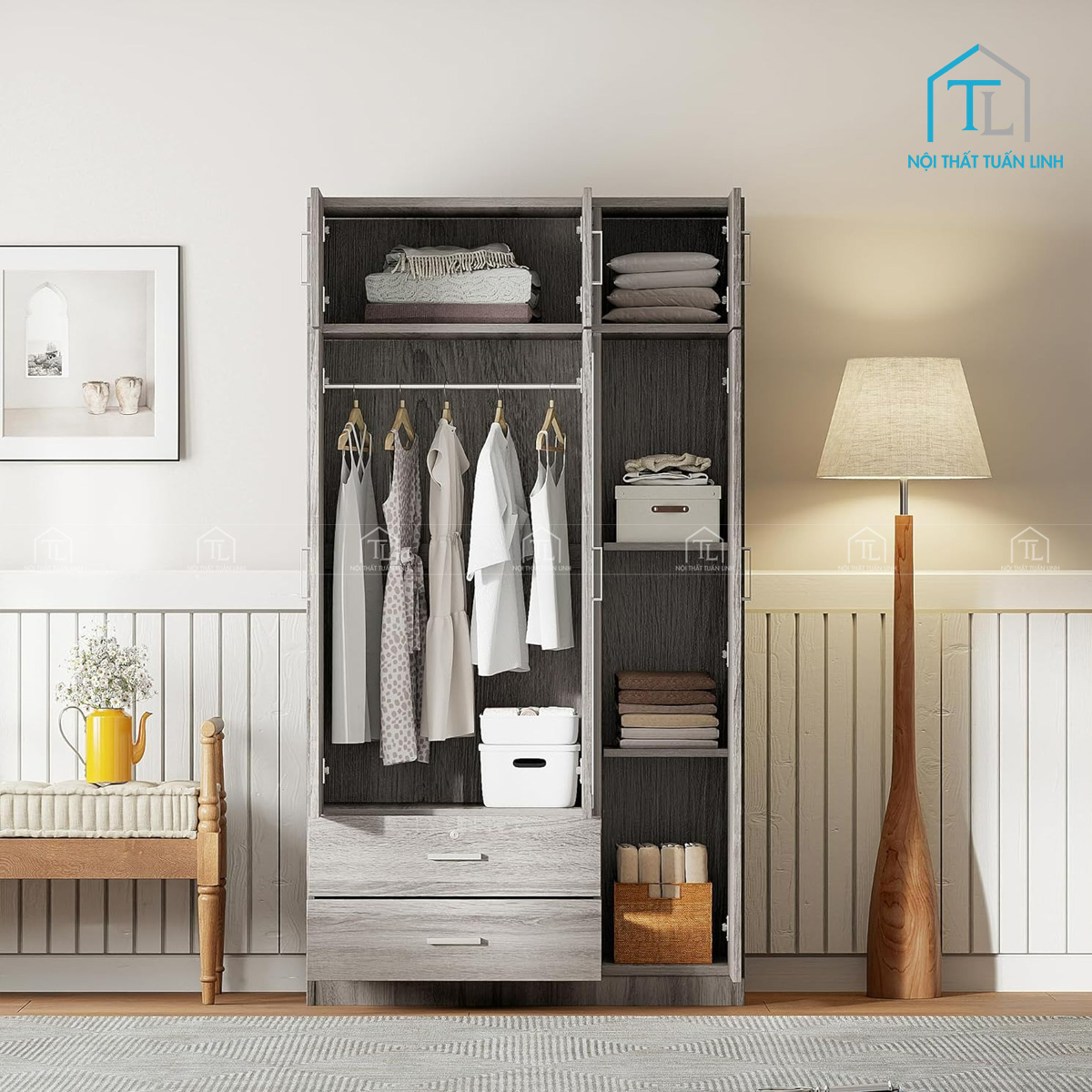 Thiết kế nhiều ngăn chứa đồ tiện lợi