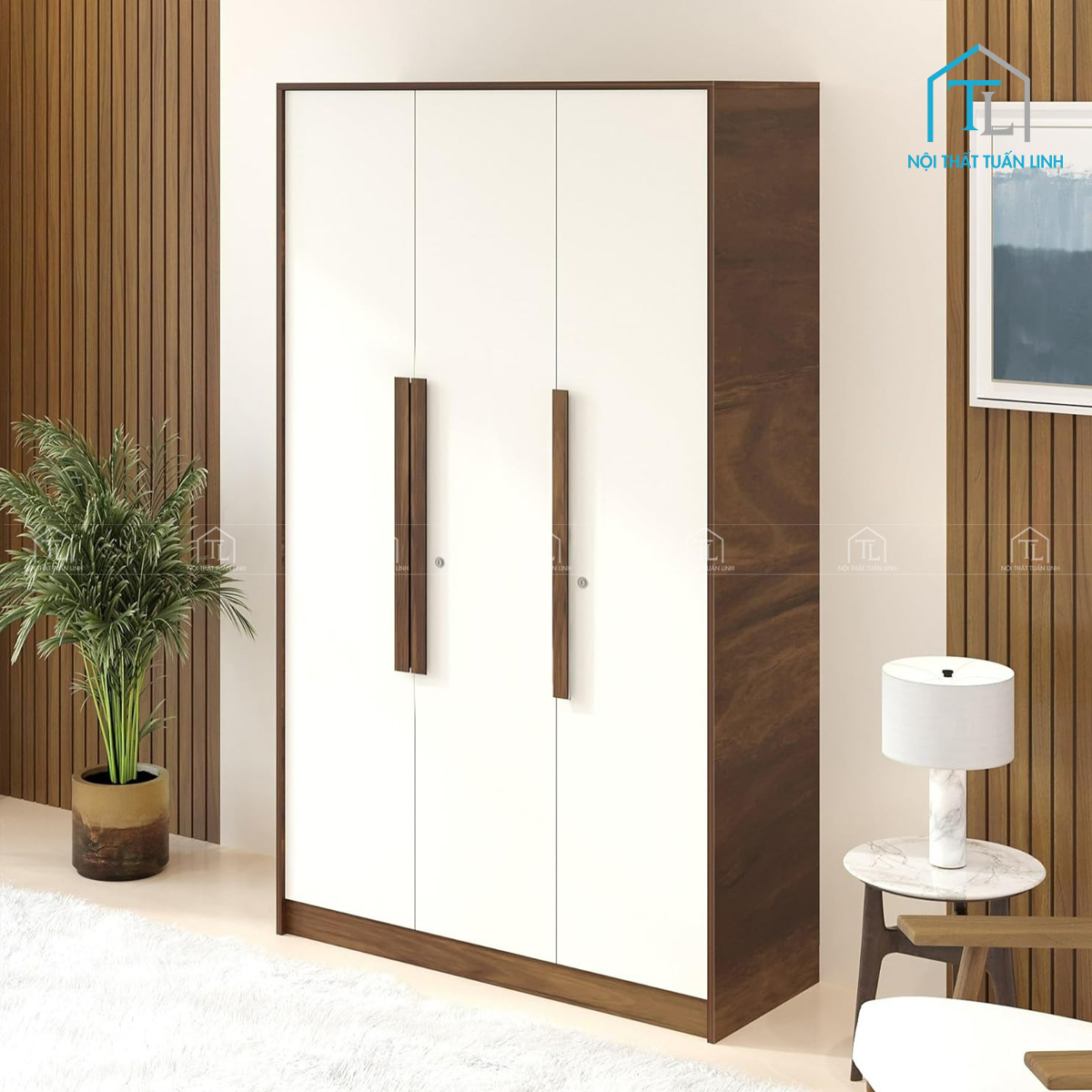 Màu nâu gỗ phối trắng trang nhã