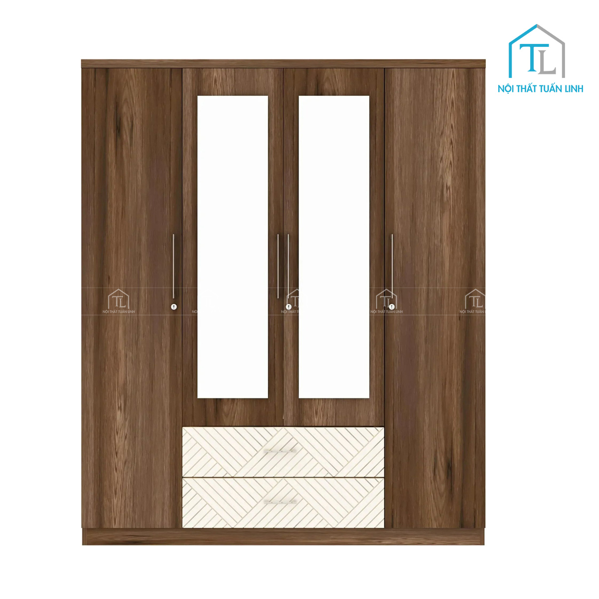 Màu nâu vân gỗ sang trọng kết hợp trắng cao cấp