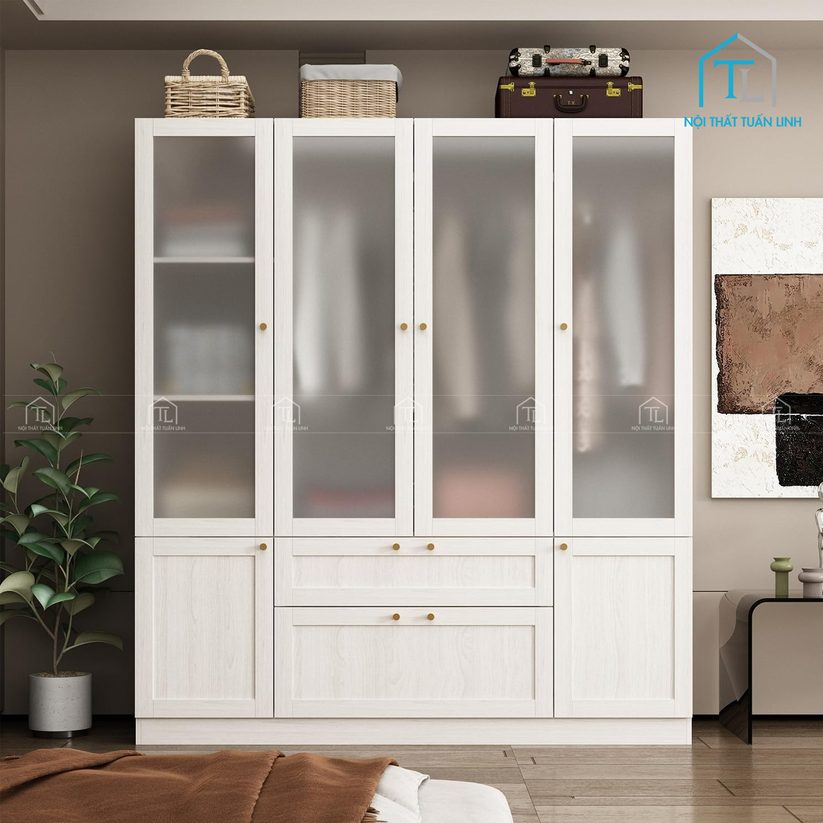 Thiết kế tủ quần áo 4 cánh hiện đại