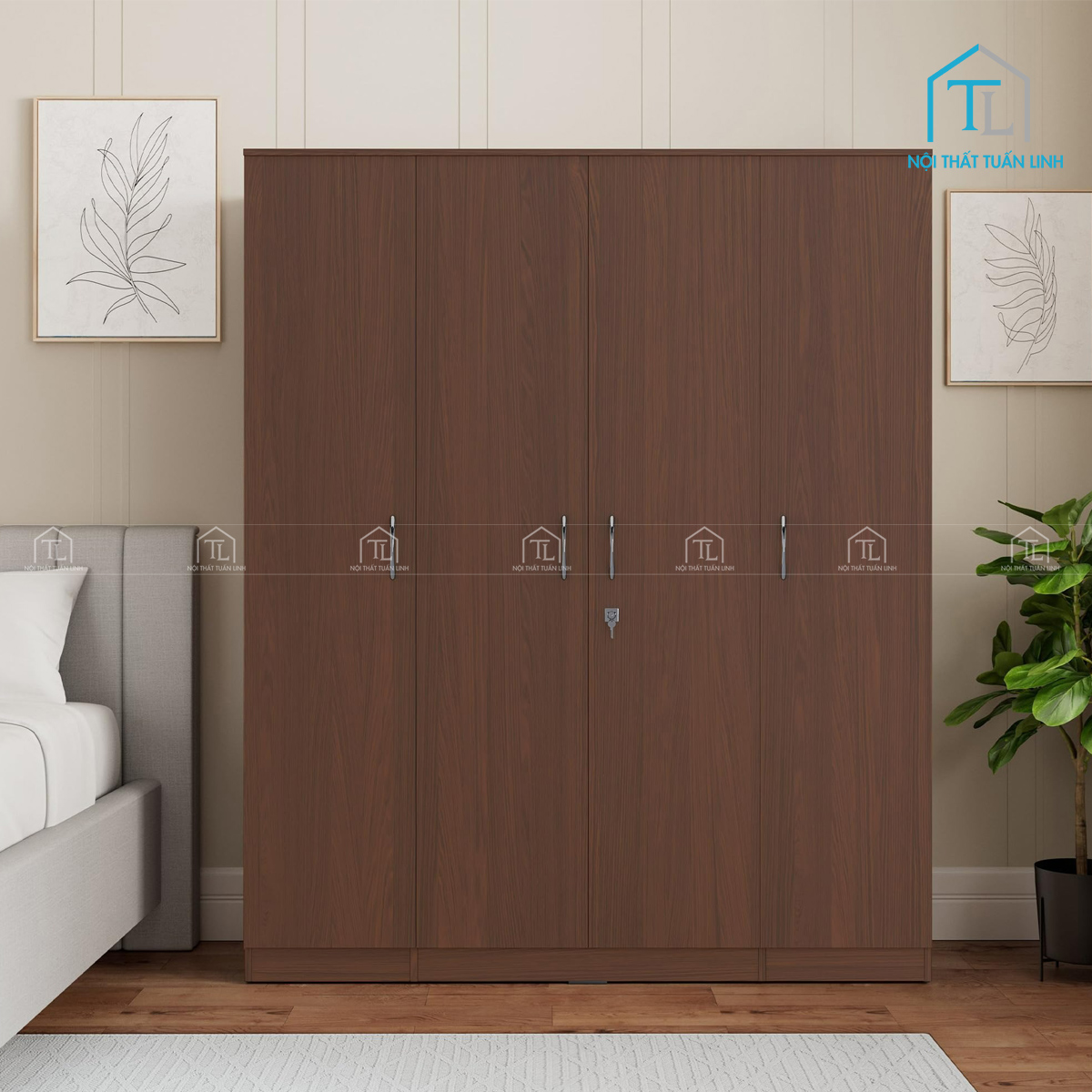 Tủ quần áo 4 cánh thiết kế hiện đại