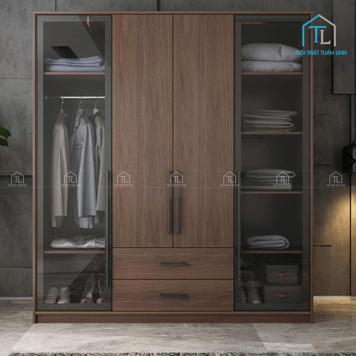 Tủ quần áo cánh kính thiết kế hiện đại, sang trọng