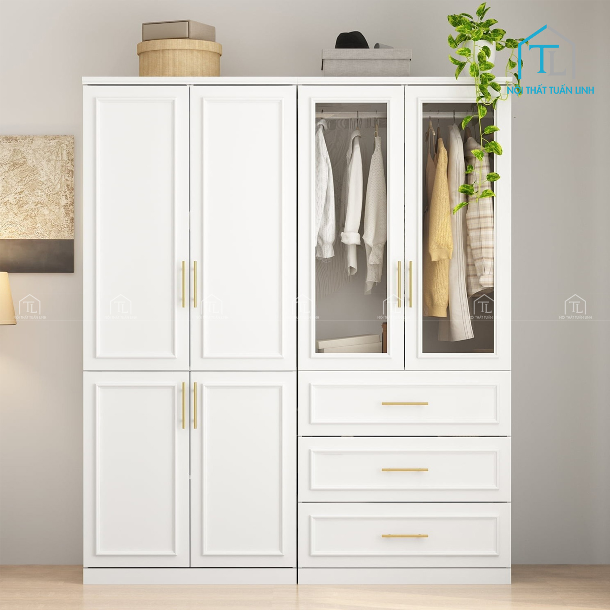 Thiết kế 4 cánh rộng rãi, dễ sắp xếp đồ