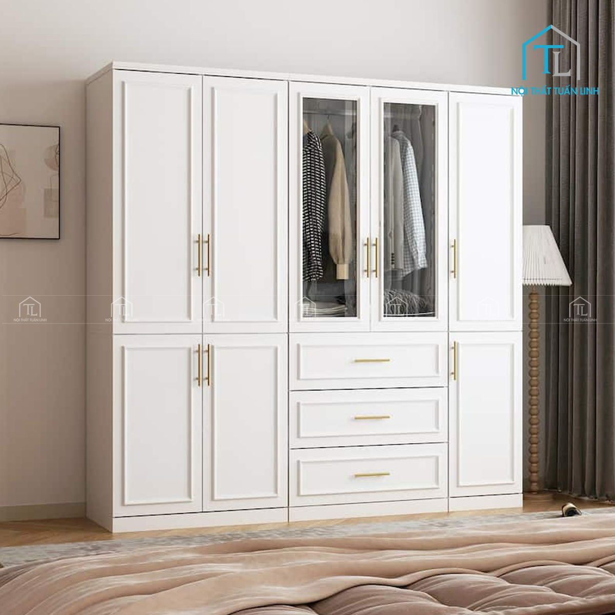 Tủ quần áo cánh kính thiết kế thanh lịch