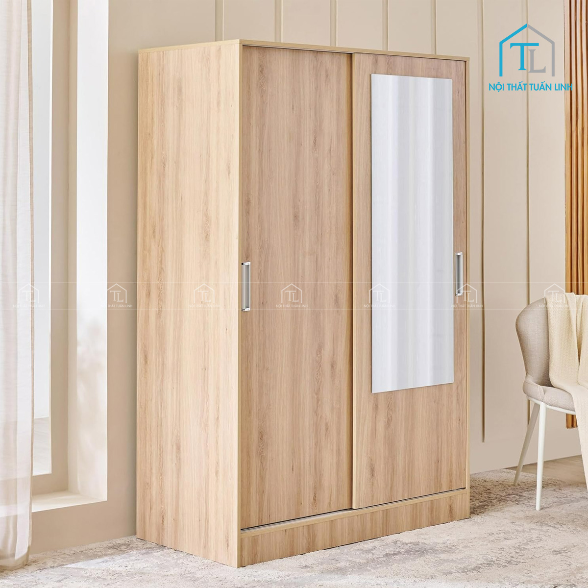 Tủ quần áo cửa lùa 2 cánh hiện đại