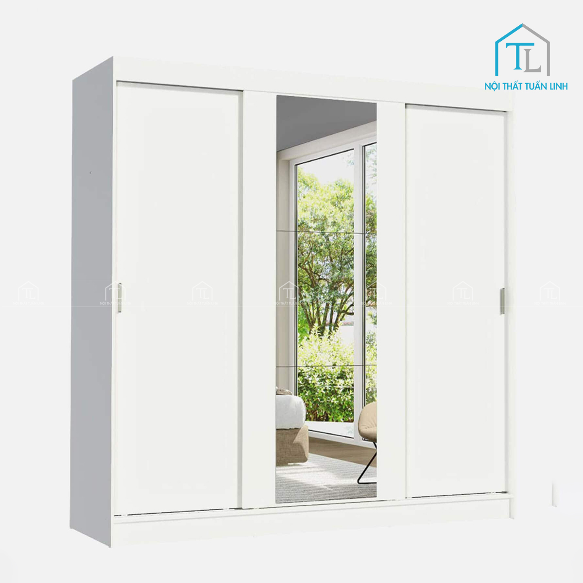 Chất liệu MDF phủ sơn trắng sang trọng, dễ vệ sinh