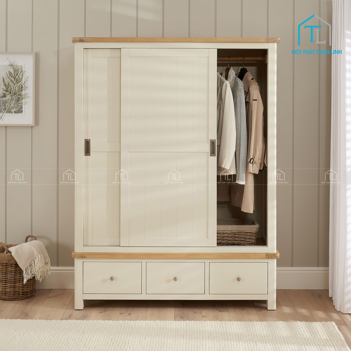 Tủ quần áo cửa lùa giúp tiết kiệm tối đa diện tích phòng ngủ