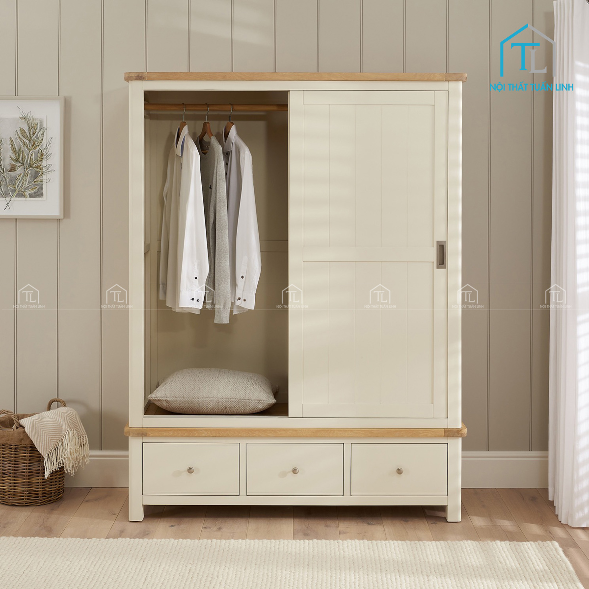 Thiết kế 2 cánh trượt gọn gàng, hiện đại