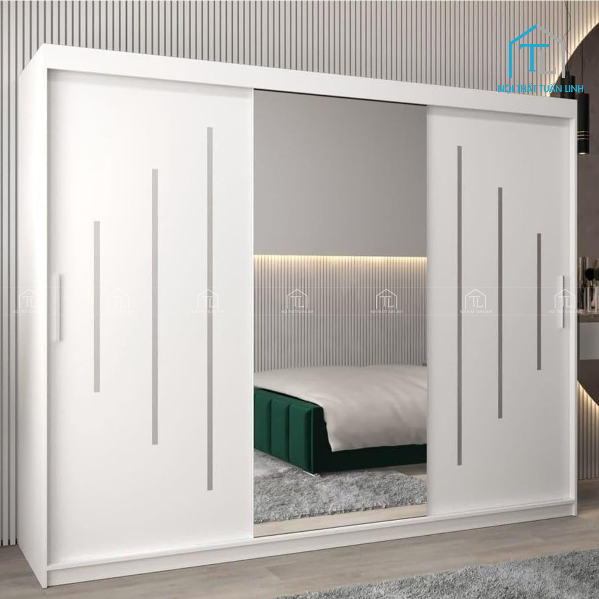 Tủ quần áo cửa lùa thiết kế hiện đại cho phòng ngủ