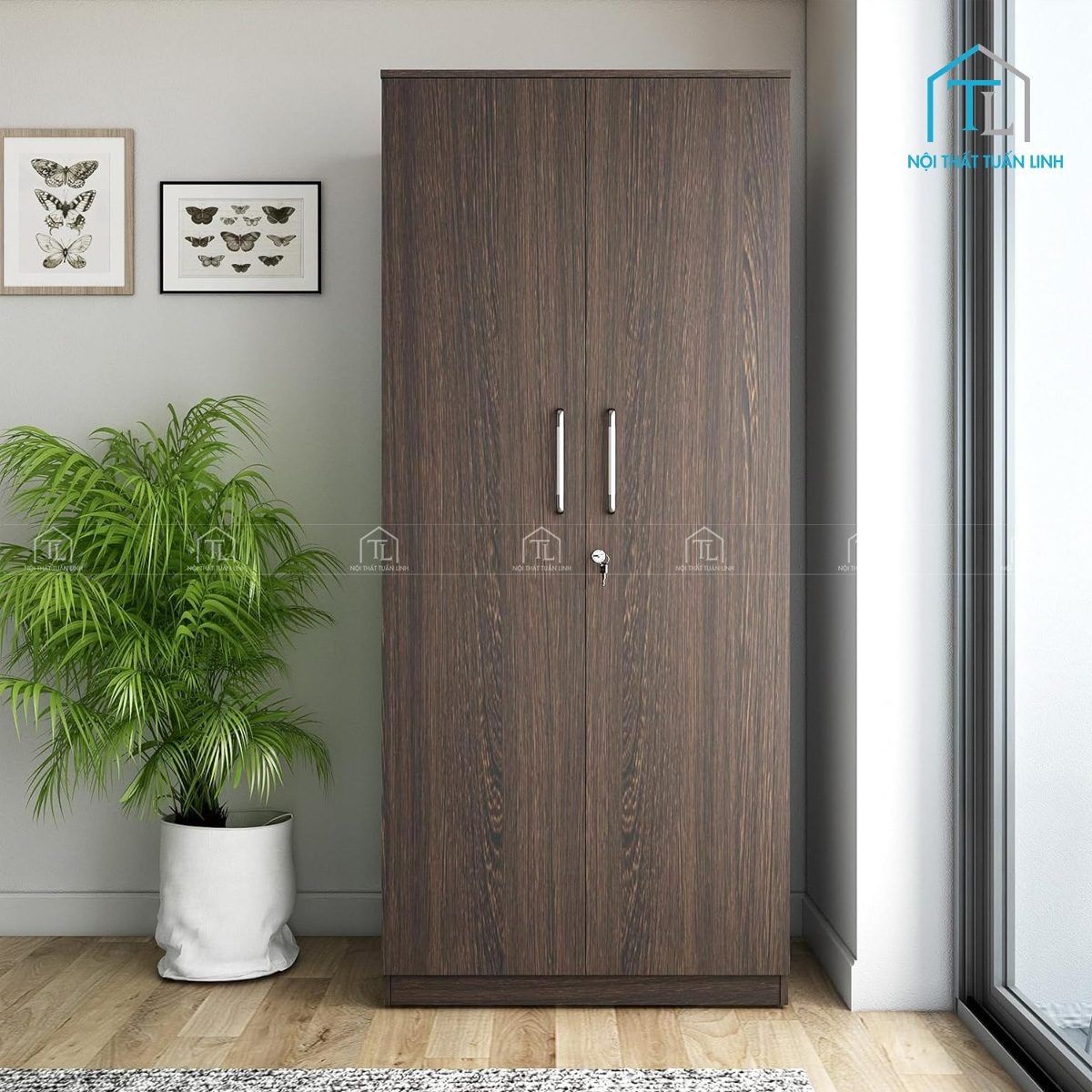 Tủ quần áo MDF 2 cánh gọn gàng