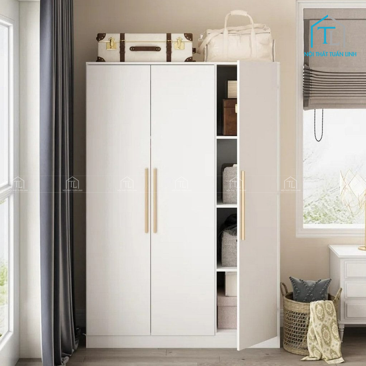Gam màu trắng giúp phòng ngủ sáng và thoáng hơn